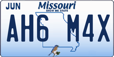 MO license plate AH6M4X