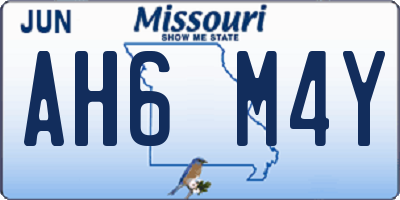 MO license plate AH6M4Y