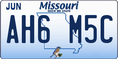 MO license plate AH6M5C