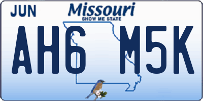 MO license plate AH6M5K