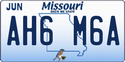 MO license plate AH6M6A