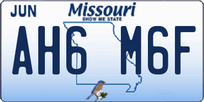 MO license plate AH6M6F
