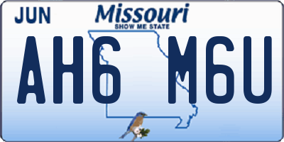 MO license plate AH6M6U