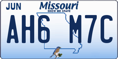 MO license plate AH6M7C