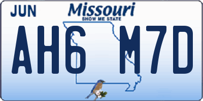 MO license plate AH6M7D