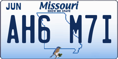 MO license plate AH6M7I