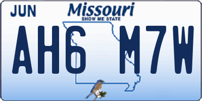 MO license plate AH6M7W