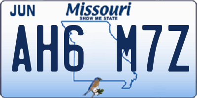 MO license plate AH6M7Z