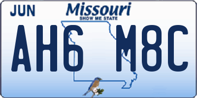 MO license plate AH6M8C