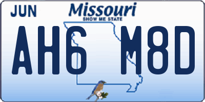 MO license plate AH6M8D