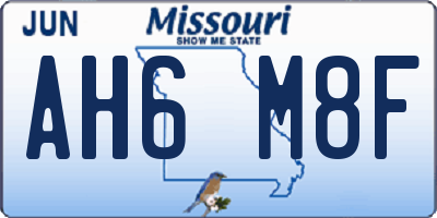MO license plate AH6M8F