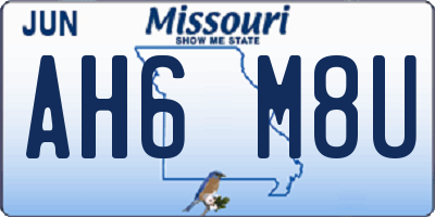 MO license plate AH6M8U