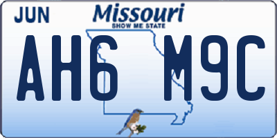MO license plate AH6M9C