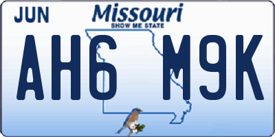 MO license plate AH6M9K