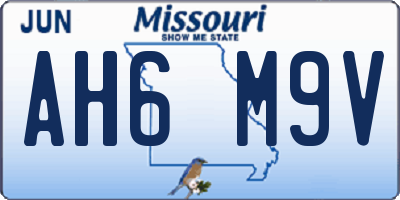 MO license plate AH6M9V