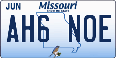 MO license plate AH6N0E