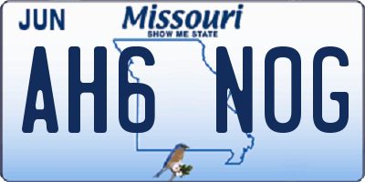 MO license plate AH6N0G
