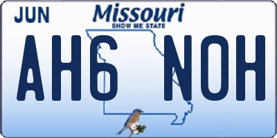 MO license plate AH6N0H