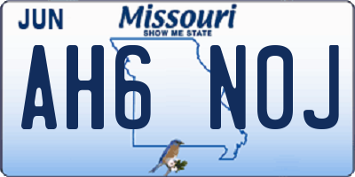 MO license plate AH6N0J