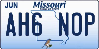 MO license plate AH6N0P