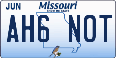 MO license plate AH6N0T