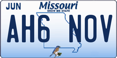 MO license plate AH6N0V