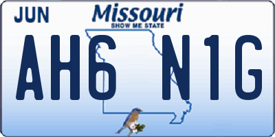 MO license plate AH6N1G