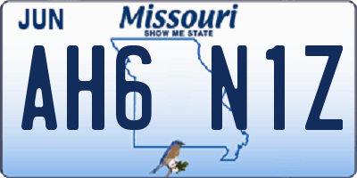 MO license plate AH6N1Z