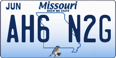 MO license plate AH6N2G