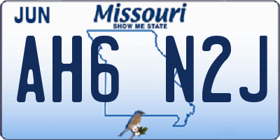 MO license plate AH6N2J