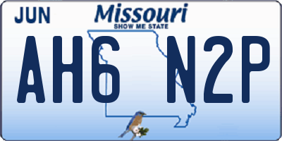 MO license plate AH6N2P