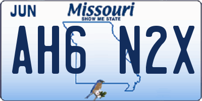 MO license plate AH6N2X