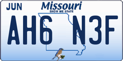 MO license plate AH6N3F