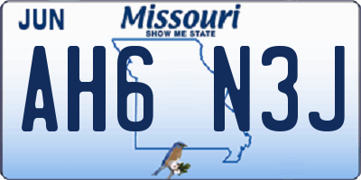 MO license plate AH6N3J