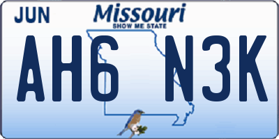 MO license plate AH6N3K