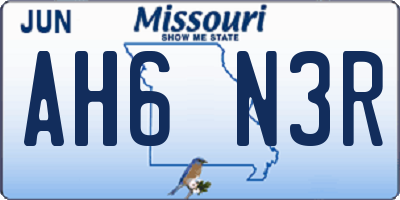 MO license plate AH6N3R