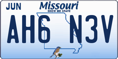 MO license plate AH6N3V