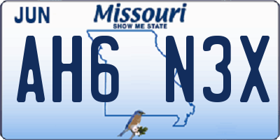 MO license plate AH6N3X