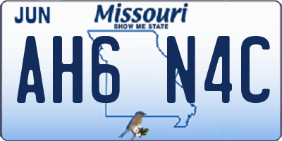 MO license plate AH6N4C