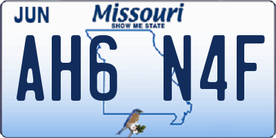 MO license plate AH6N4F