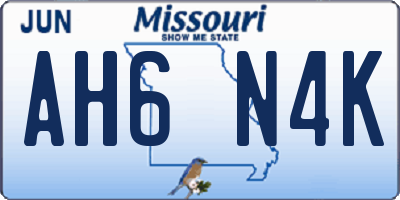 MO license plate AH6N4K