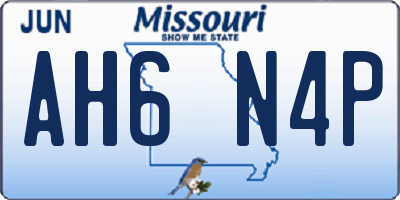 MO license plate AH6N4P