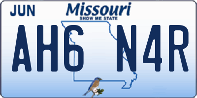 MO license plate AH6N4R