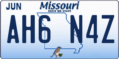 MO license plate AH6N4Z