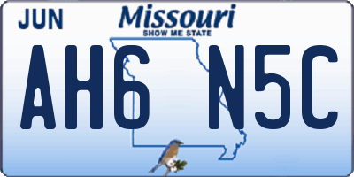 MO license plate AH6N5C