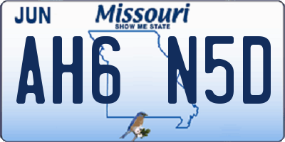 MO license plate AH6N5D