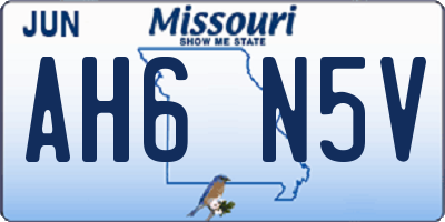MO license plate AH6N5V