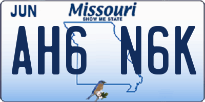 MO license plate AH6N6K