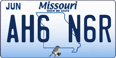 MO license plate AH6N6R