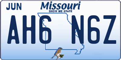 MO license plate AH6N6Z